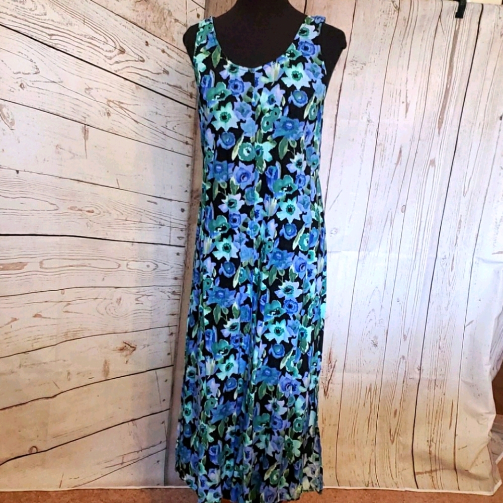 Molly Malloy sleeveless floral dress black blue 12
